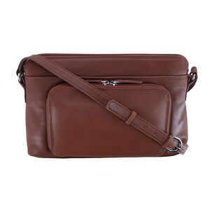 CTM Women's Leather Shoulder Bag Purse w/ Side Organizer (Larger Version)